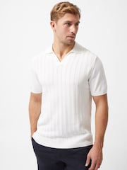 French Connection Cotton Blend Trophy Knit Open Collar Polo Shirt - صورة 1 من 6