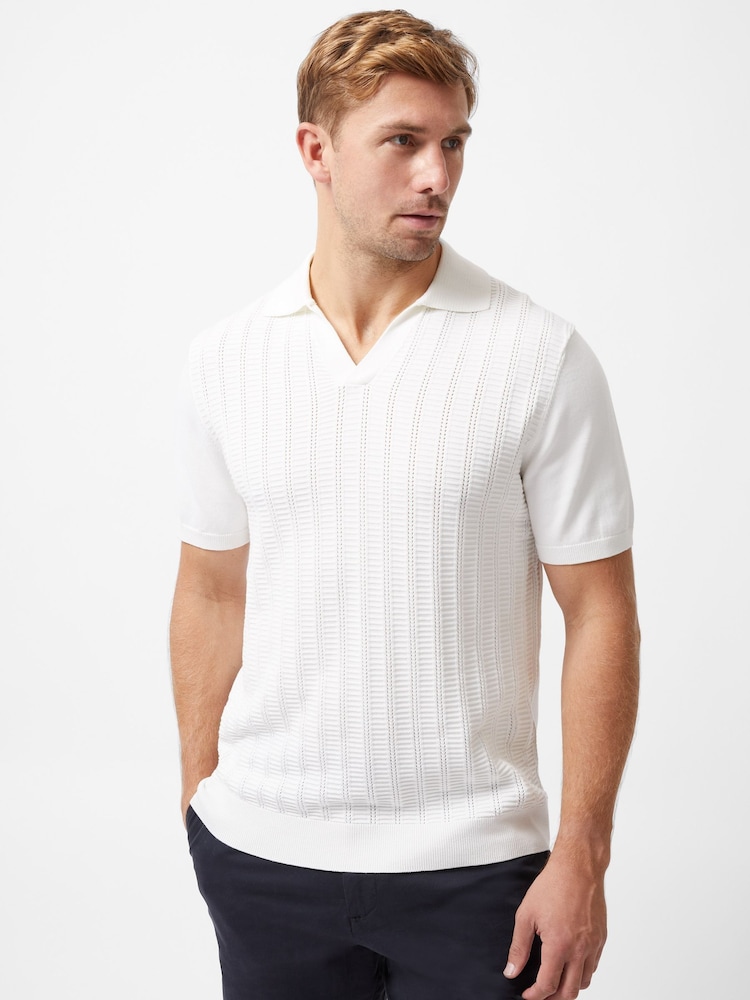 French Connection Cotton Blend Trophy Knit Open Collar Polo Shirt - صورة 1 من 6