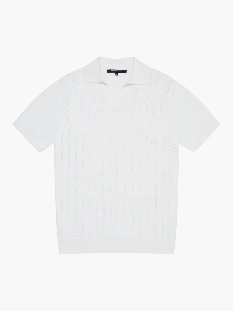 French Connection Cotton Blend Trophy Knit Open Collar Polo Shirt - صورة 6 من 6