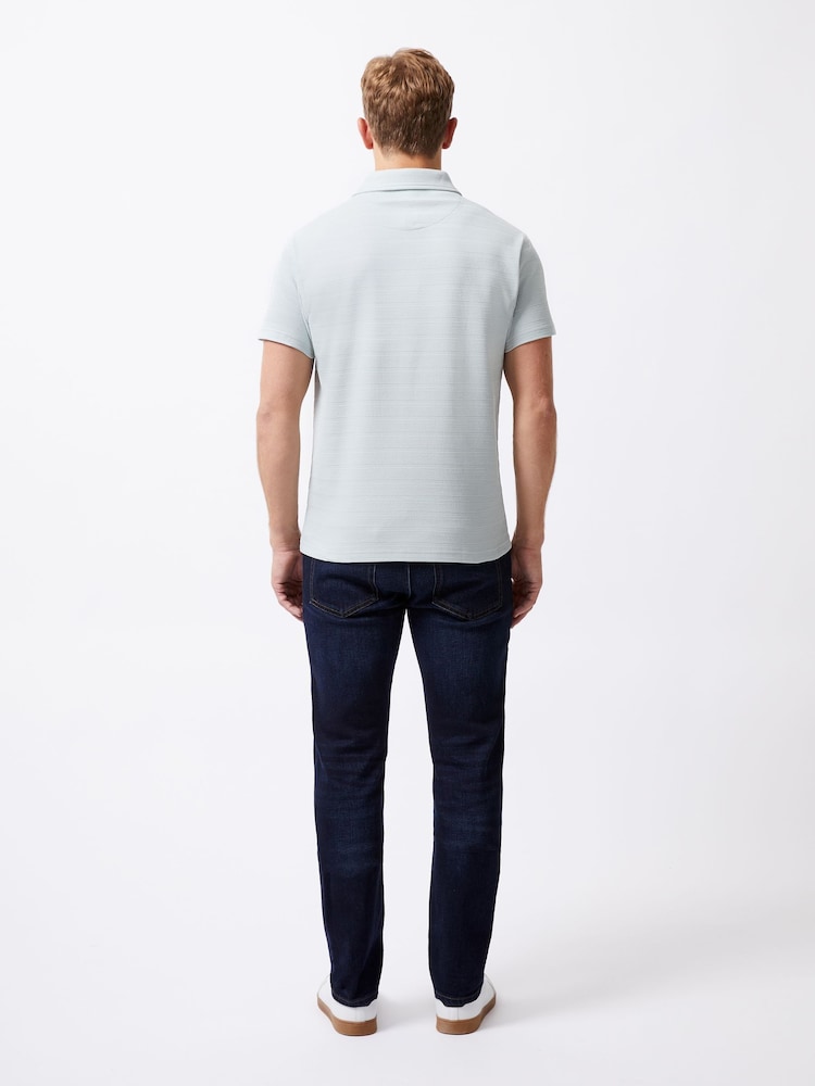 French Connection Cotton Blend Stretch Textured Stripe Button Polo Shirt - صورة 2 من 6