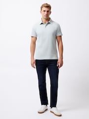 French Connection Cotton Blend Stretch Textured Stripe Button Polo Shirt - صورة 3 من 6