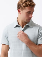 French Connection Cotton Blend Stretch Textured Stripe Button Polo Shirt - صورة 5 من 6