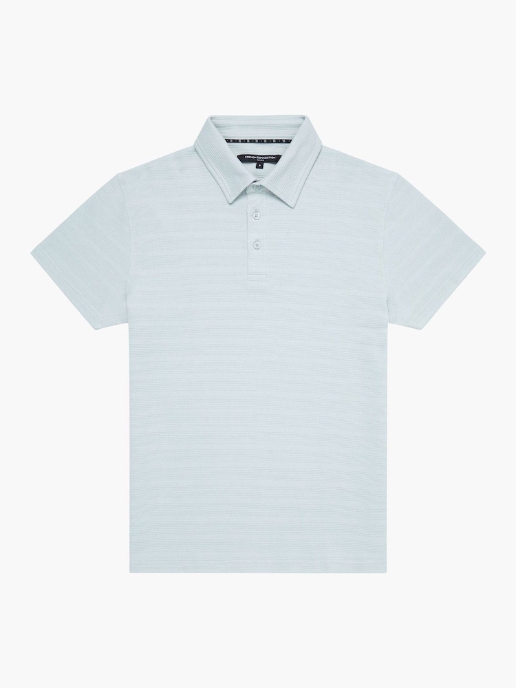 French Connection Cotton Blend Stretch Textured Stripe Button Polo Shirt - صورة 6 من 6