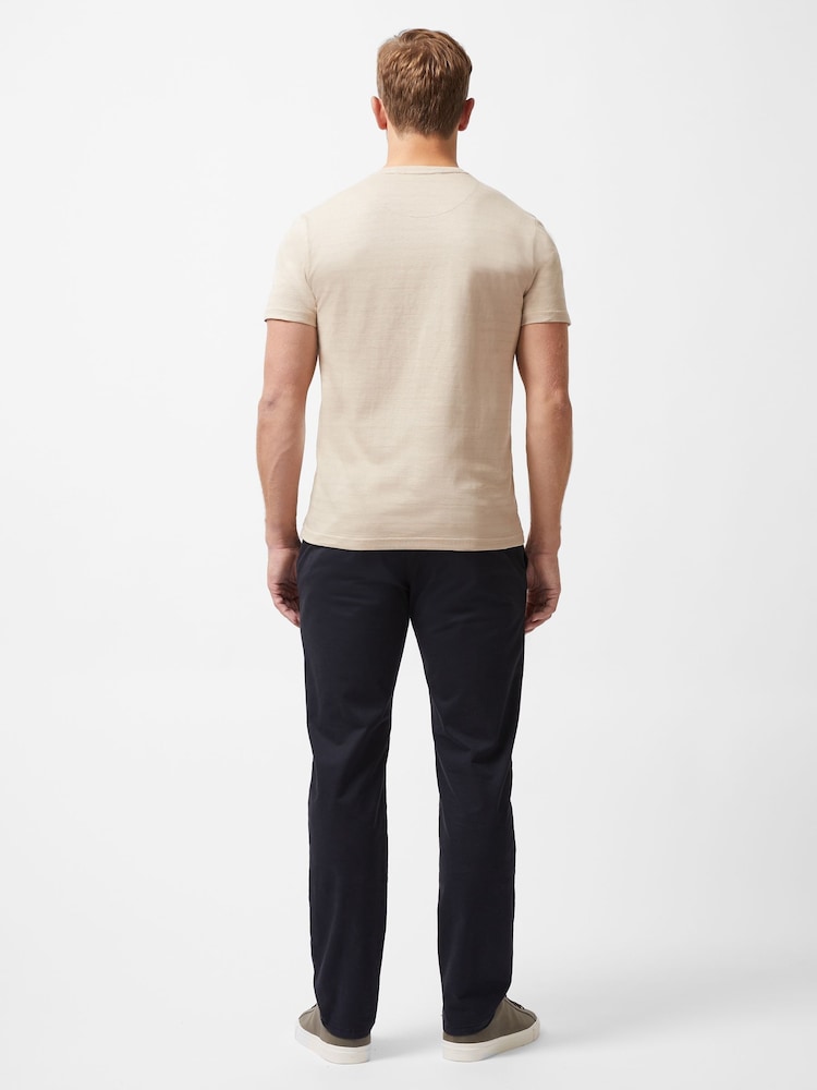 French Connection Natural Jacquard Crew Neck Short Sleeve 100% Cotton T-Shirt - Image 2 of 4