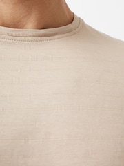 French Connection Natural Jacquard Crew Neck Short Sleeve 100% Cotton T-Shirt - Image 4 of 4
