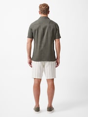 French Connection Dark Green 100% Cotton Seersucker Crinkle Short Sleeve Button Up Shirt - Image 3 of 6
