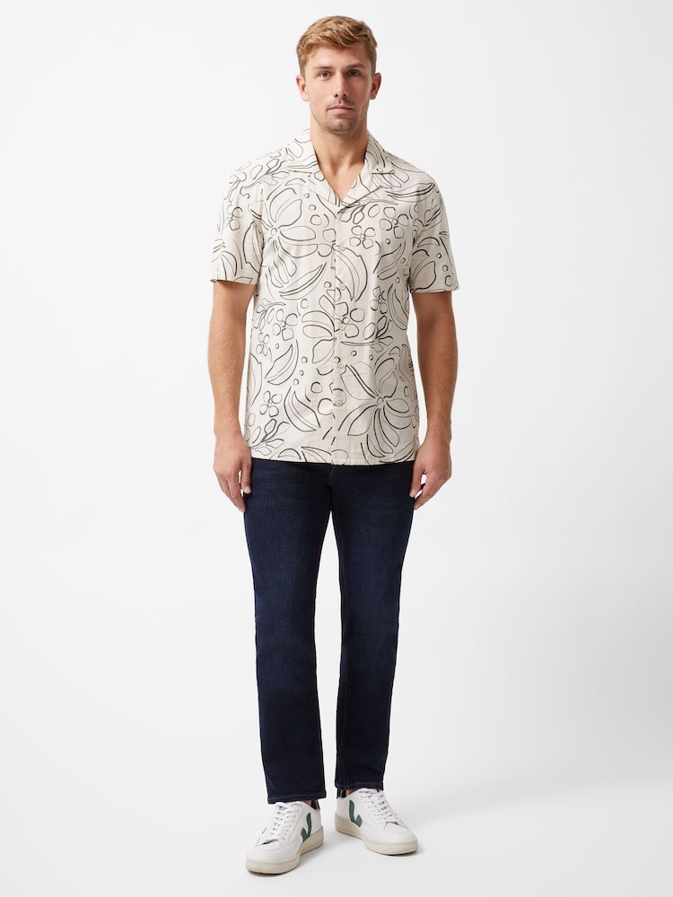 French Connection Natural 100% Cotton Floral Print Short Sleeve Button Up Shirt - Image 2 of 5