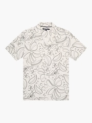 French Connection Natural 100% Cotton Floral Print Short Sleeve Button Up Shirt - Image 5 of 5