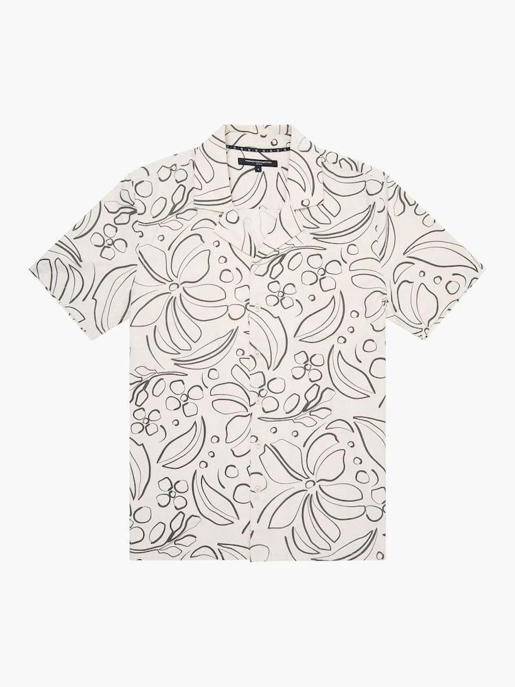 French Connection Natural 100% Cotton Floral Print Short Sleeve Button Up Shirt - Image 5 of 5