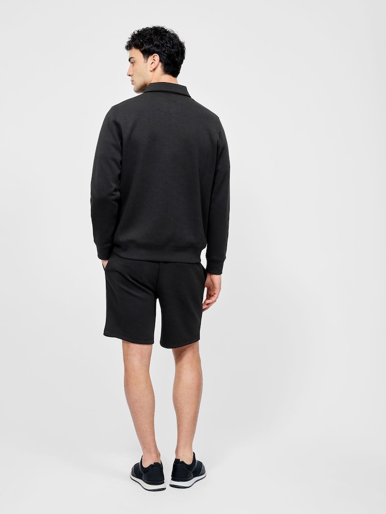 French Connection Black Blend Zip Through Stretch Collared Sweatshirt - Image 4 of 4