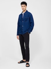 French Connection Blue 100% Cotton Chest Pocket Long Sleeve Button Up Denim Overshirt - Image 3 of 5