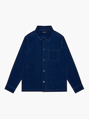 French Connection Blue 100% Cotton Chest Pocket Long Sleeve Button Up Denim Overshirt - Image 5 of 5