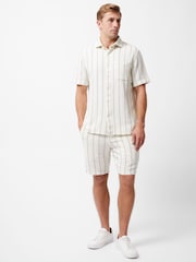 French Connection White 100% Cotton Stripe Short Sleeve Chest Pocket Button Up Shirt - Image 2 of 6