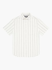 French Connection White 100% Cotton Stripe Short Sleeve Chest Pocket Button Up Shirt - Image 6 of 6