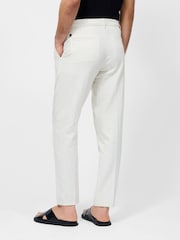 French Connection White Cotton Blend Herringbone Straight Leg Trousers - Image 2 of 5