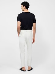 French Connection White Cotton Blend Herringbone Straight Leg Trousers - Image 4 of 5