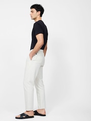 French Connection White Cotton Blend Herringbone Straight Leg Trousers - Image 5 of 5