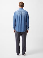French Connection Blue Lyocell Long Sleeve Button Up Denim Shirt - Image 3 of 6