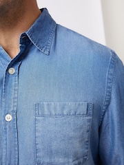 French Connection Blue Lyocell Long Sleeve Button Up Denim Shirt - Image 4 of 6
