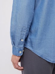 French Connection Blue Lyocell Long Sleeve Button Up Denim Shirt - Image 5 of 6