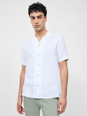 French Connection White 100% Cotton Seersucker Crinkle Short Sleeve Button Up Shirt - Image 1 of 6