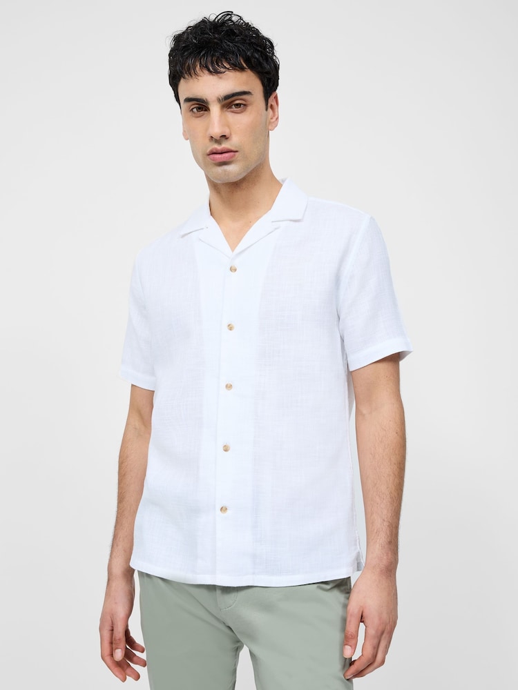 French Connection White 100% Cotton Seersucker Crinkle Short Sleeve Button Up Shirt - Image 1 of 6