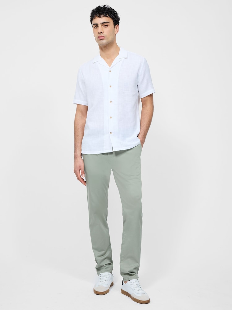 French Connection White 100% Cotton Seersucker Crinkle Short Sleeve Button Up Shirt - Image 2 of 6