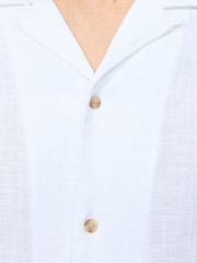 French Connection White 100% Cotton Seersucker Crinkle Short Sleeve Button Up Shirt - Image 5 of 6