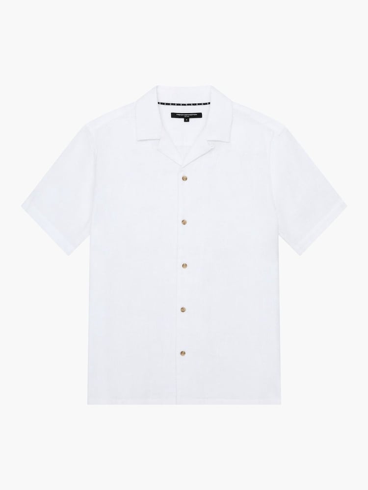 French Connection White 100% Cotton Seersucker Crinkle Short Sleeve Button Up Shirt - Image 6 of 6