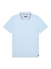 French Connection 100% Cotton Tipping Collar Short Sleeve 1/4 Zip Polo Shirt - Image 5 of 5
