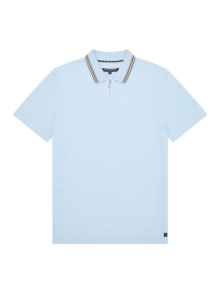 French Connection 100% Cotton Tipping Collar Short Sleeve 1/4 Zip Polo Shirt - Image 5 of 5