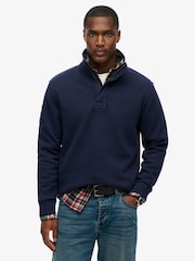 Superdry Blue Classic Pique Half Zip Jumper - Image 1 of 6
