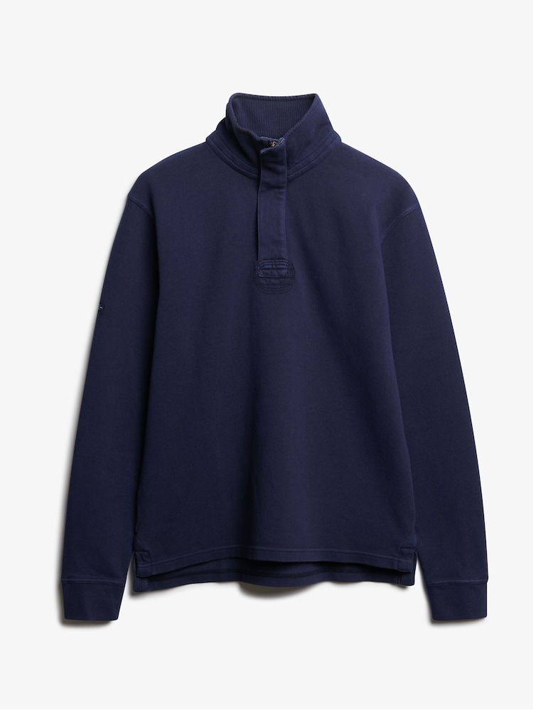 Superdry Blue Classic Pique Half Zip Jumper - Image 5 of 6