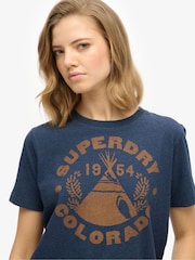 Superdry Blue Lo-Fi Outdoor Mono Relaxed 100% Cotton T-Shirt - Image 2 of 6