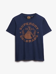 Superdry Blue Lo-Fi Outdoor Mono Relaxed 100% Cotton T-Shirt - Image 5 of 6