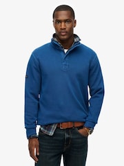 Superdry Blue Classic Pique Half Zip Jumper - Image 1 of 6