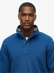 Superdry Blue Classic Pique Half Zip Jumper - Image 4 of 6