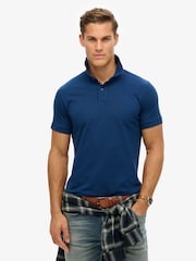 Superdry Blue Navy City Pique Polo Shirt - Image 1 of 6