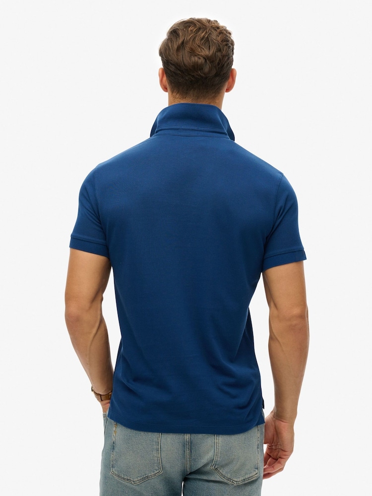 Superdry Blue Navy City Pique Polo Shirt - Image 2 of 6