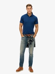 Superdry Blue Navy City Pique Polo Shirt - Image 4 of 6