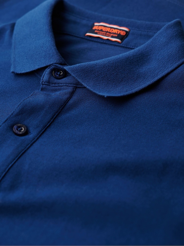 Superdry Blue Navy City Pique Polo Shirt - Image 6 of 6