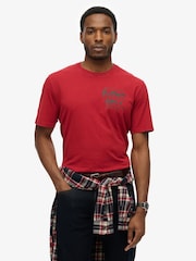 Superdry Red B-Movie Graphic Print 100% Cotton Loose T-Shirt - Image 1 of 6