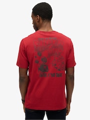 Superdry Red B-Movie Graphic Print 100% Cotton Loose T-Shirt - Image 2 of 6
