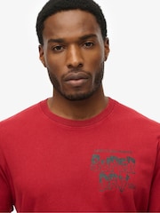 Superdry Red B-Movie Graphic Print 100% Cotton Loose T-Shirt - Image 4 of 6