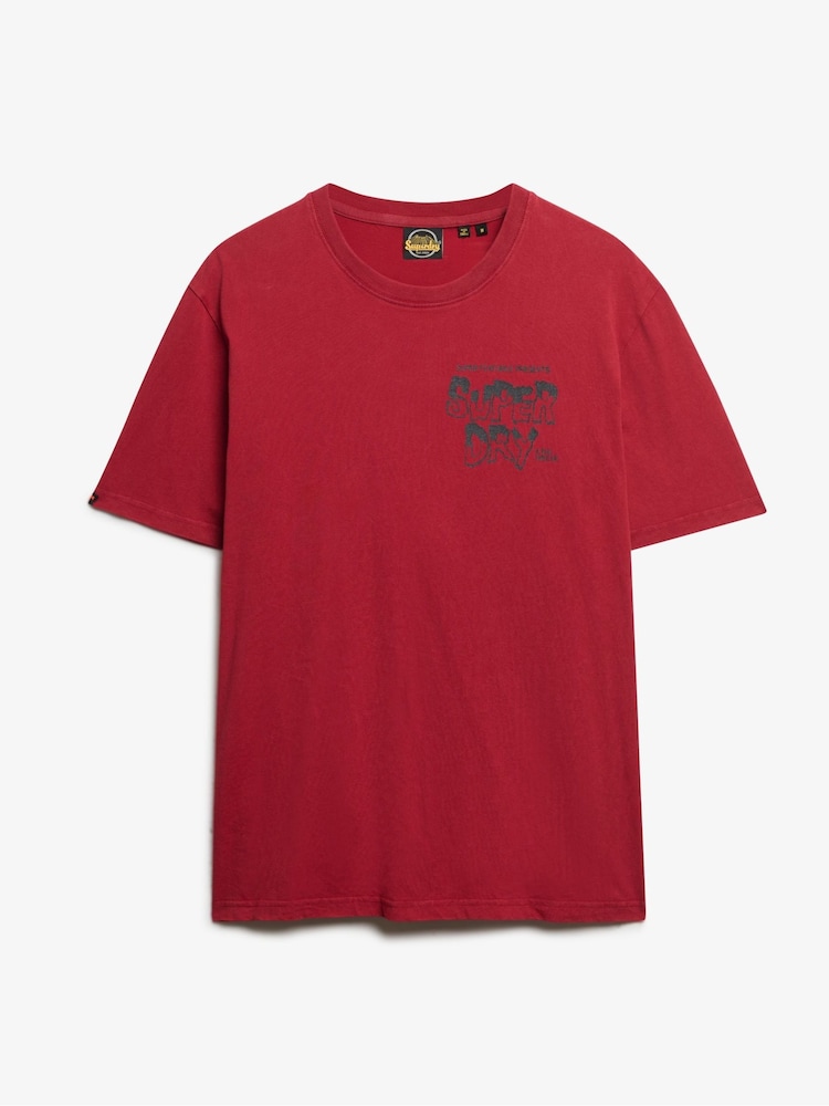 Superdry Red B-Movie Graphic Print 100% Cotton Loose T-Shirt - Image 5 of 6