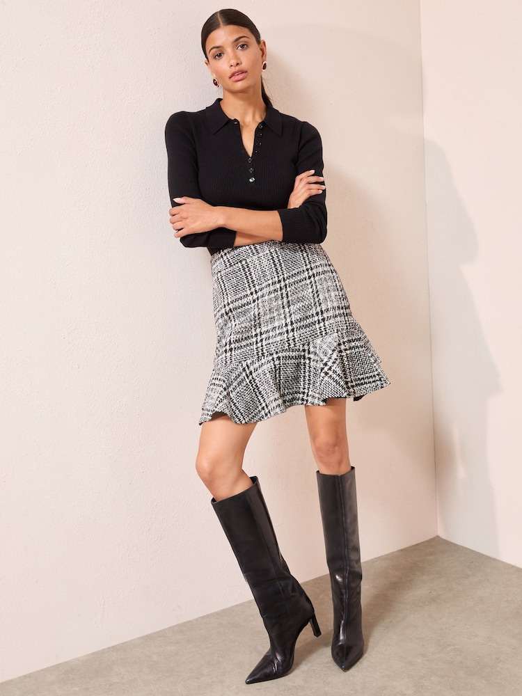 Friends Like These Black/White Boucle Flippy Mini Skirt - Image 1 of 4