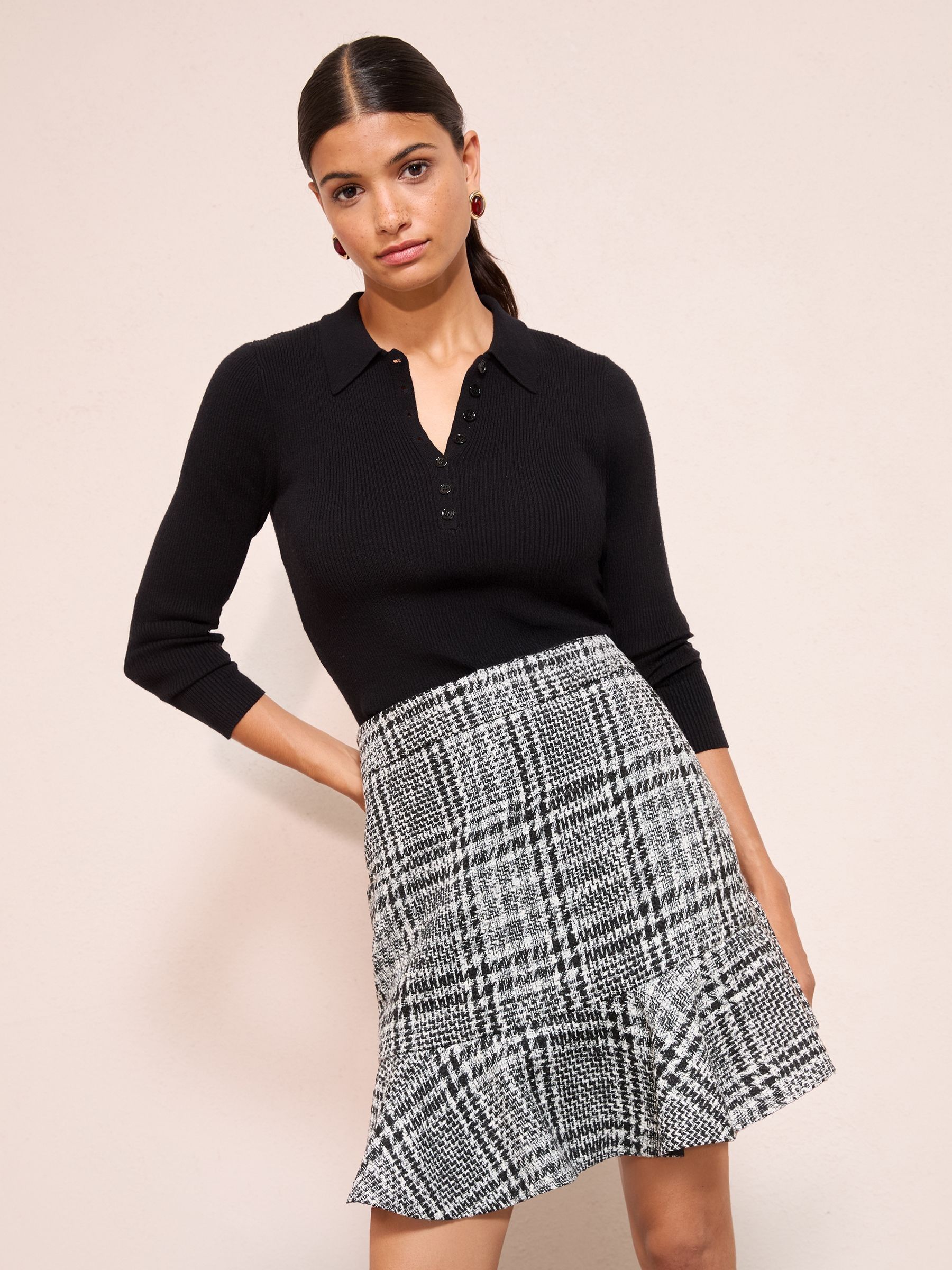 Buy Friends Like These Black/White Boucle Flippy Mini Skirt from