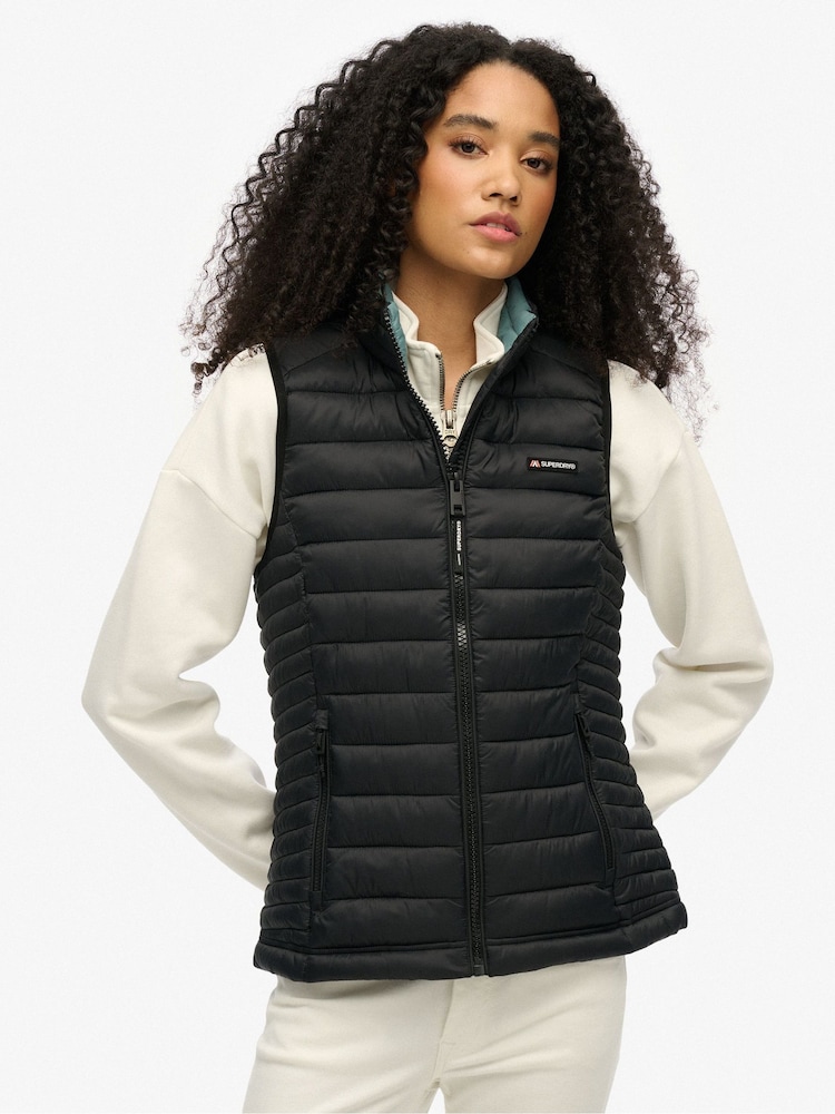 Superdry Black Fuji Lite Padded Gilet - Image 1 of 7