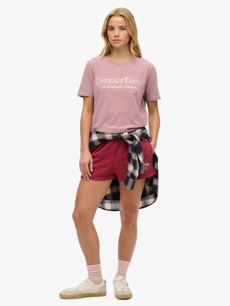 Superdry Purple Venue Metallic Relaxed 100% Cotton T-Shirt - Image 3 of 6