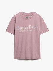 Superdry Purple Venue Metallic Relaxed 100% Cotton T-Shirt - Image 5 of 6